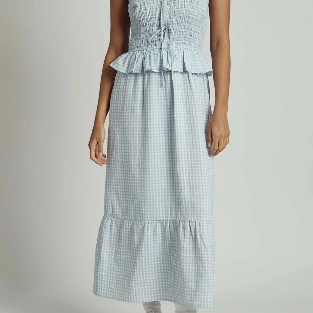 NATIVE YOUTH |  Sky Blue Gingham MIDI Dress | Size XS